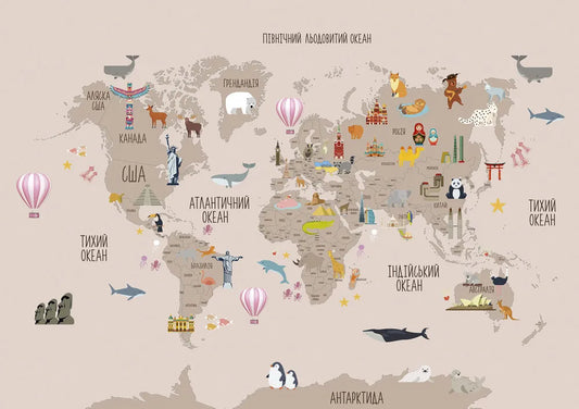 World map, light