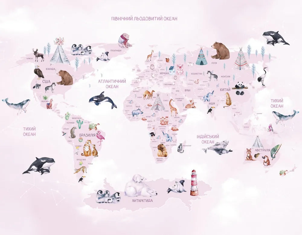 Pink map of the world, ukr