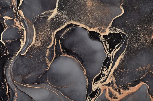 Black and gold fluid art