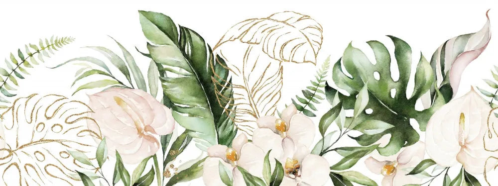 Green leaves, watercolor