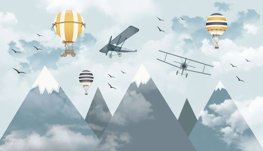Flight over the snowy mountains