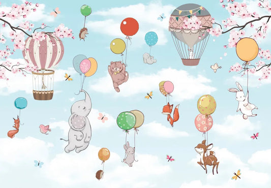 Cute animals on balloons