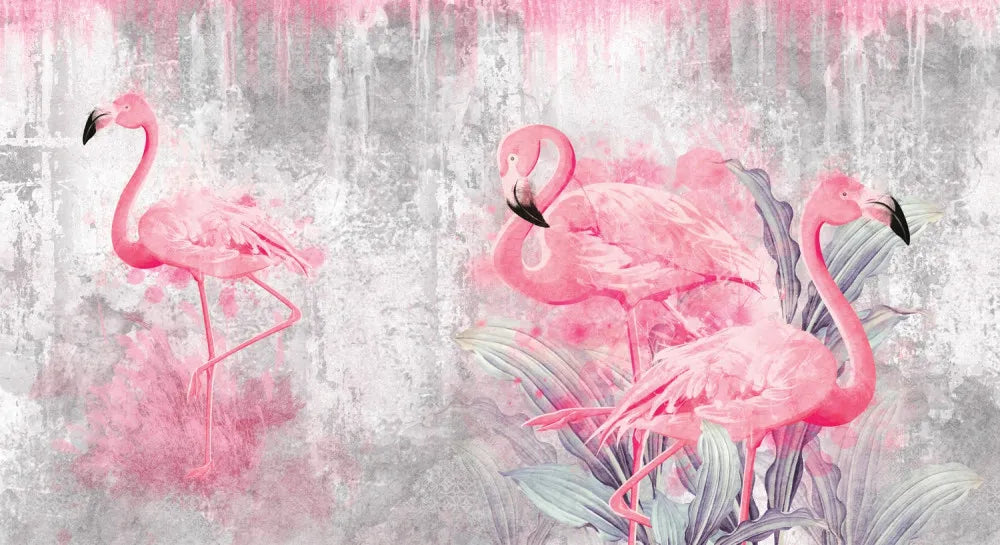 Pink flamingos, watercolor