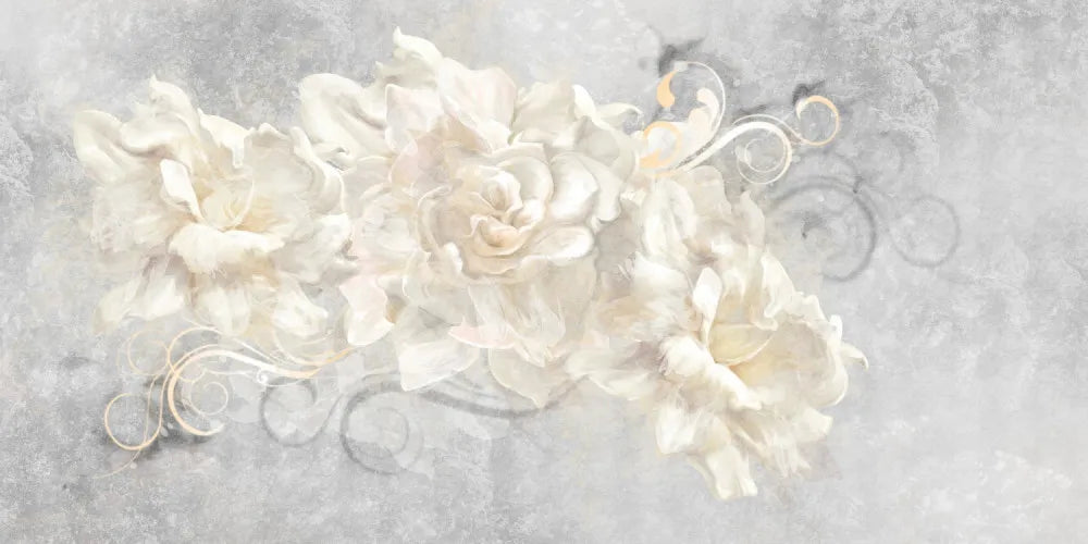 Blooming white peonies