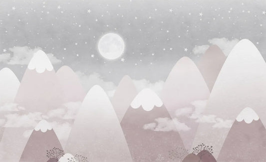 Snow pink mountains