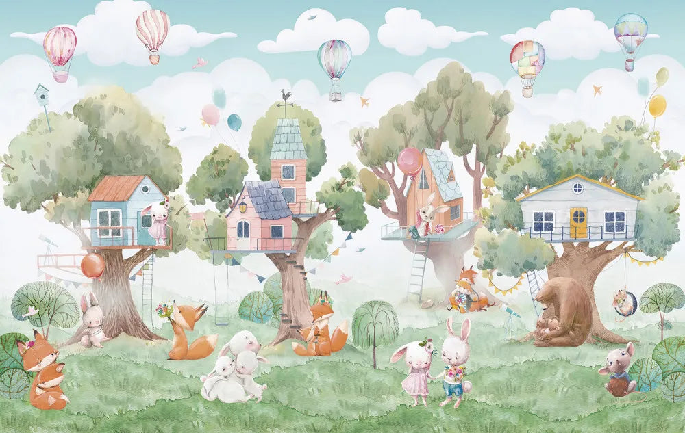 Animal houses in the forest