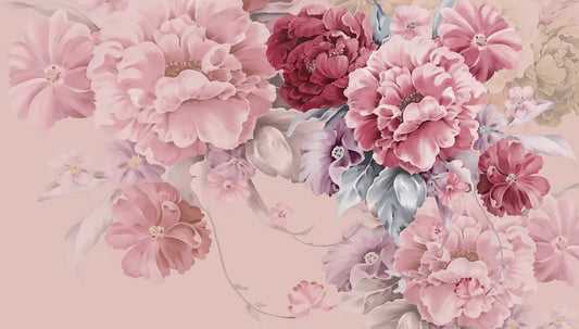 Delicate pink flowers, watercolor