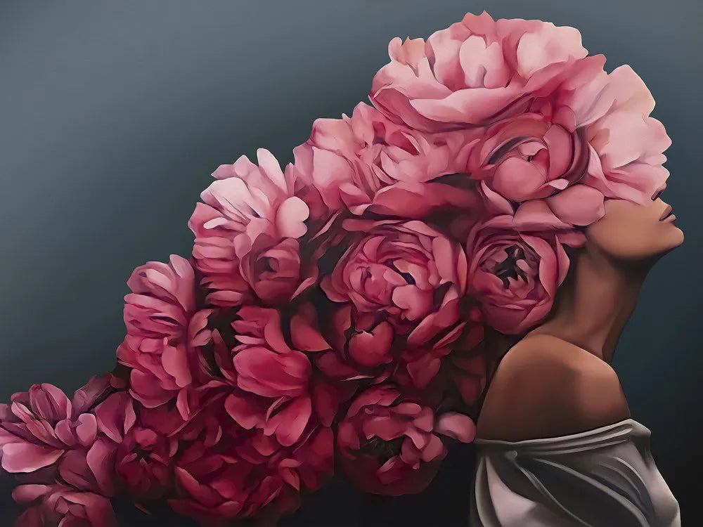 Girl with peonies