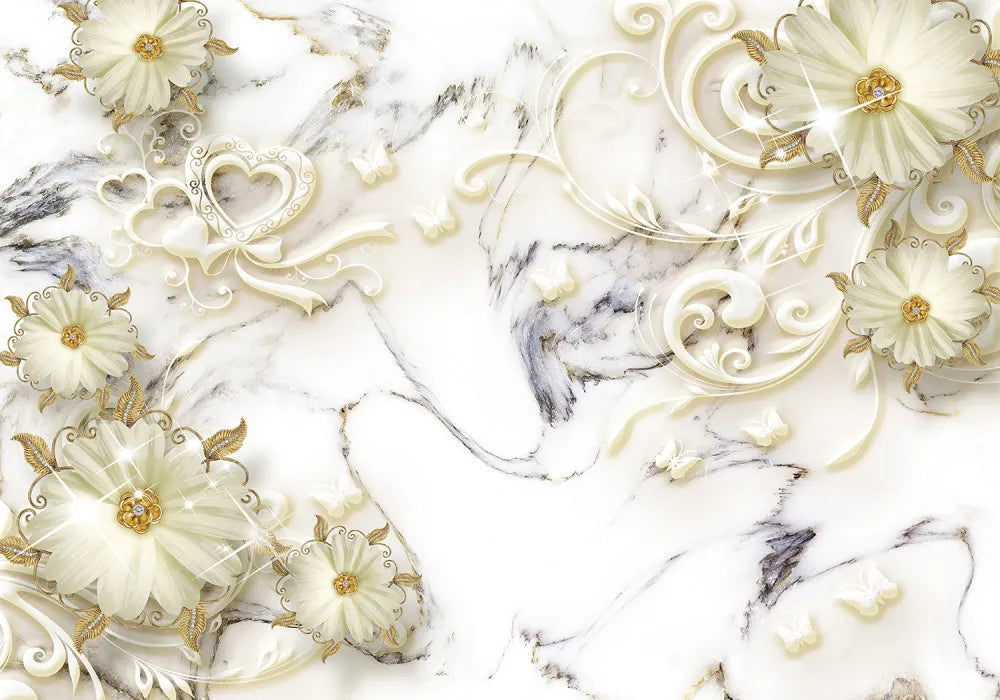 3D flowers on marble