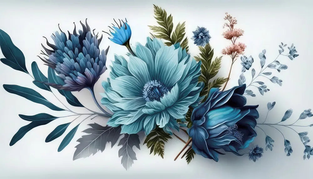 Blue wildflowers, watercolor
