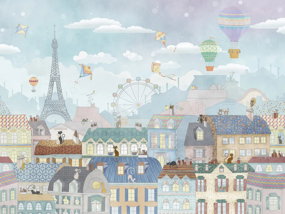City of cats, watercolor