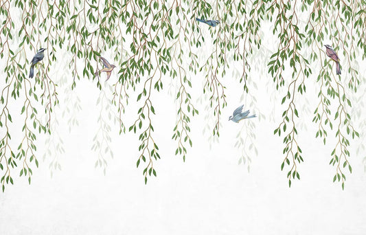 Birds in willow branches