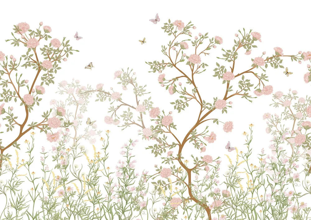 Flowering trees and butterflies