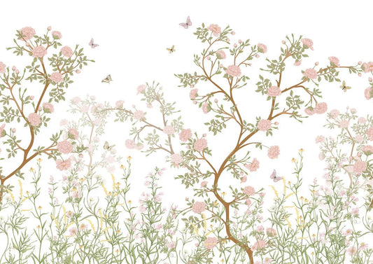 Flowering trees and butterflies