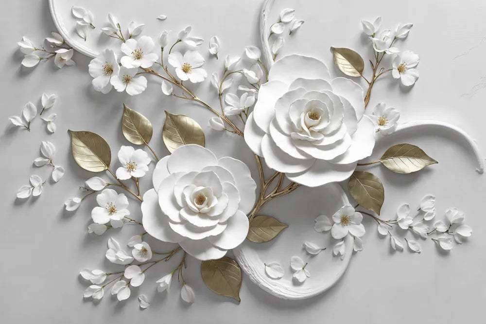Delicate white flowers 3D