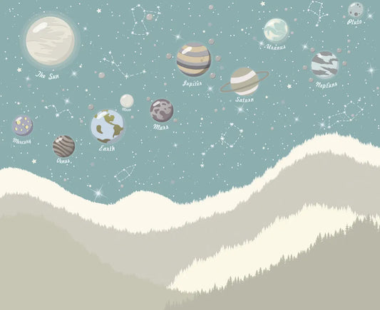 Planets over mountains
