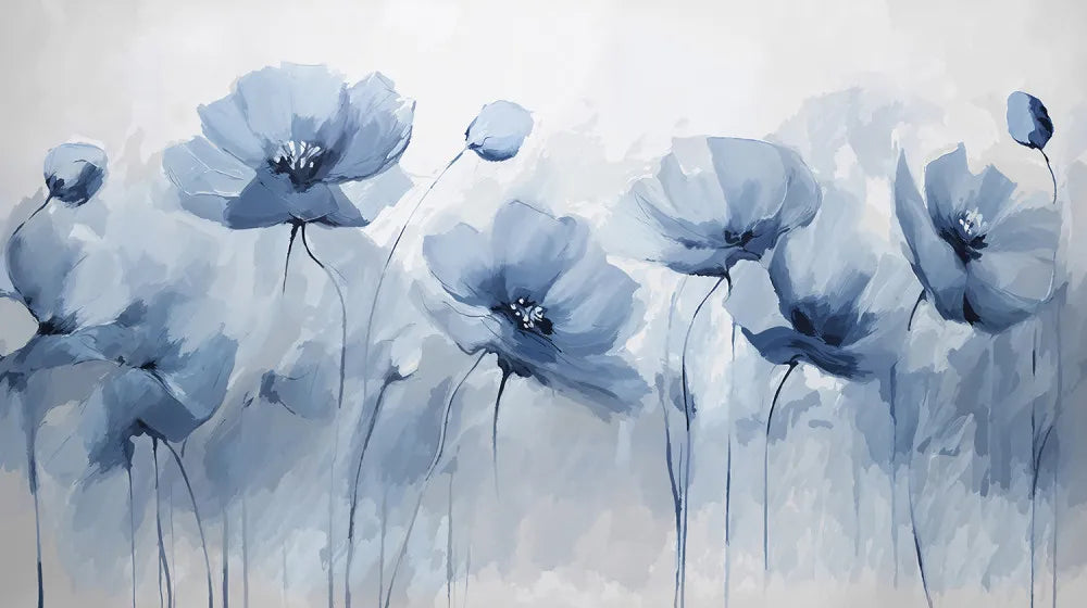 Blue poppies, watercolor
