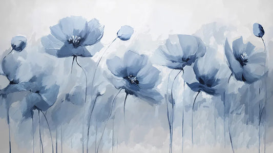 Blue poppies, watercolor