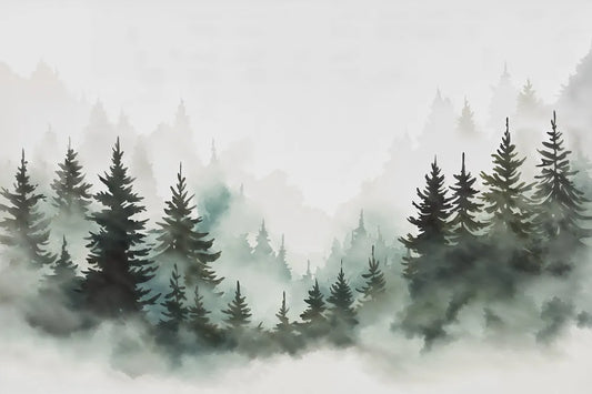 Green forest, watercolor
