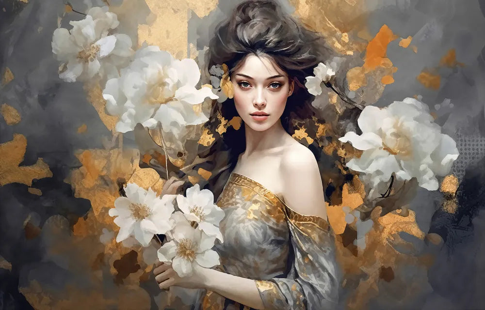 Girl among roses