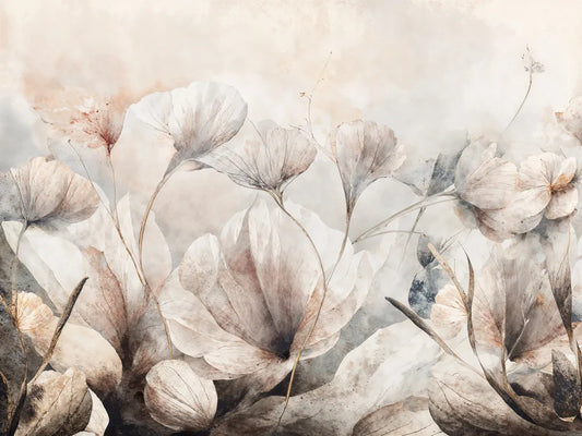 Abstract beige poppies