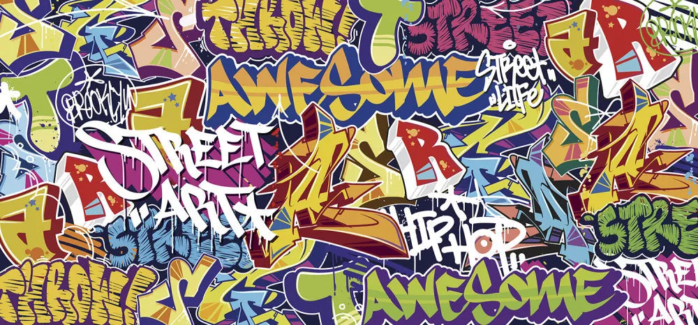 Bright wall of graffiti