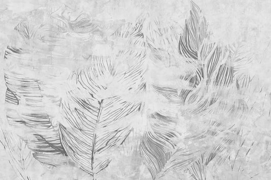 Gray leaves in fog, art