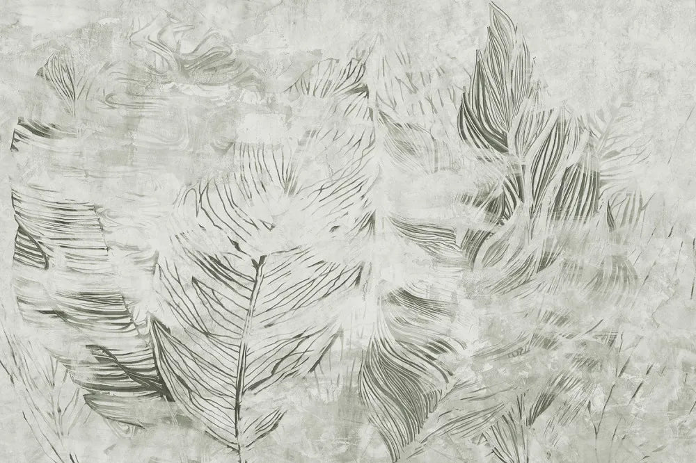Green leaves in fog, art