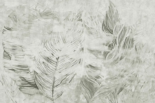 Green leaves in fog, art